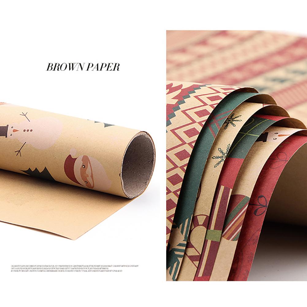 1Pc DIY Craft Paper for Party Birthday Halloween Wedding Gift Retro Christmas Single-sided Wrapping Paper Kraft Packaging Paper
