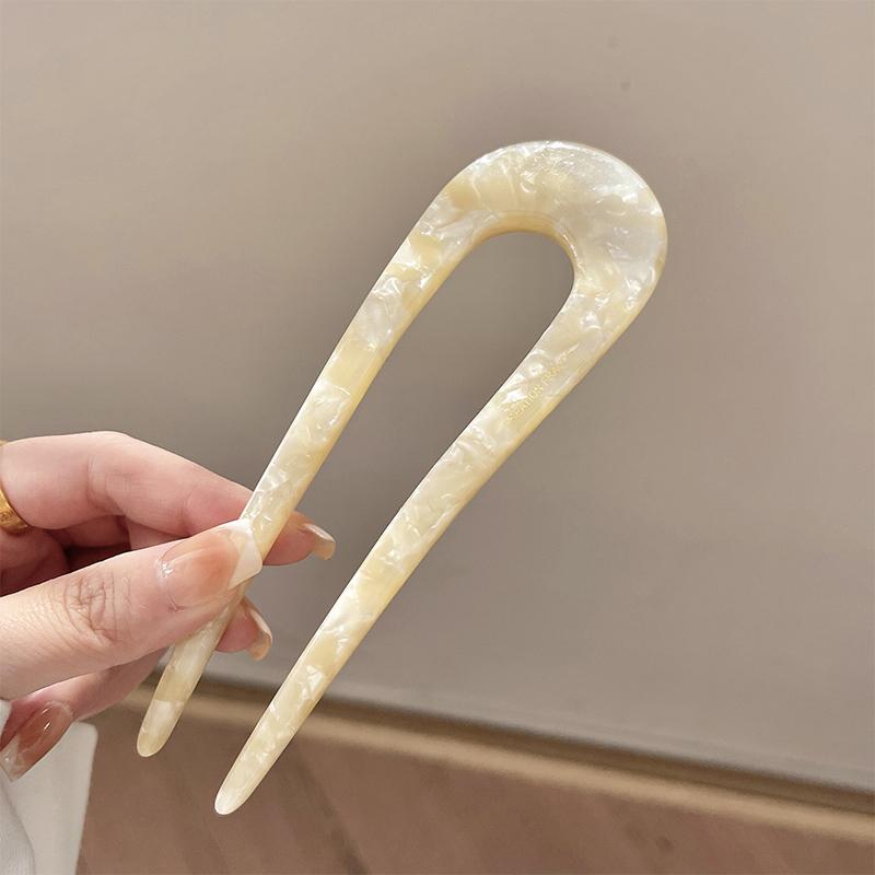 Vintage Trendy U-Shaped Hairpin Girls Hair Fork Hair Clips Color Marble Print Hair Sticks For Women Headwear Hair Accessories