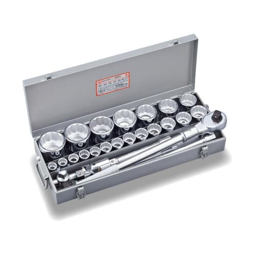 TONE 230M Socket Wrench Set, 19.0mm (3/4") Drive, Silver, Includes 26 Pieces