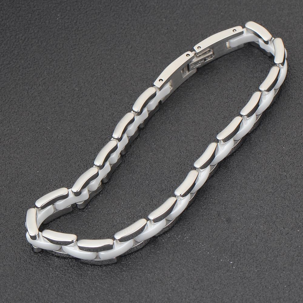 20cm Wit Keramisch Armband Bangle Roestvrij Staal Schakelarmband Sieraden voor Vrouwen en Mannen