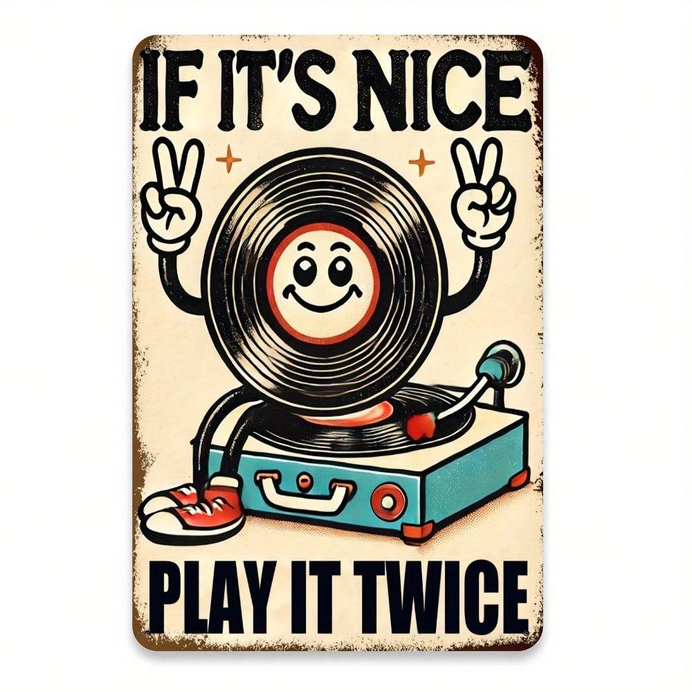 Retro Wall Art Decor 8x12 Inch Vintage Vinyl Record Player Metal Tin Sign 20x30cm