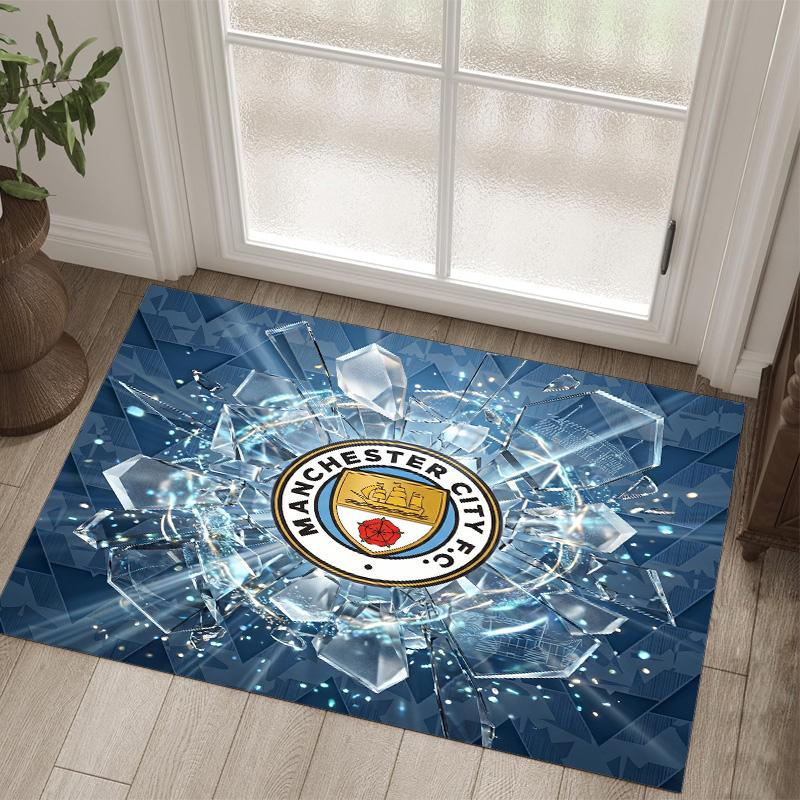 Manchester City Design Crystal Velvet Carpet Cozy Non?Slip Printed Rug For Bedroom Living Room Entrance