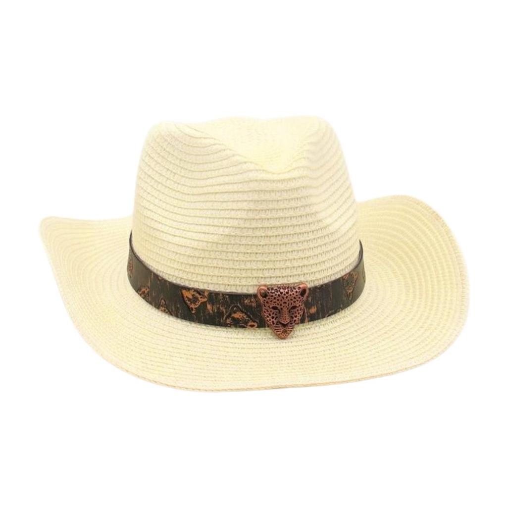 Premium Ethnic Style Woven Straw Hat Women'S Beach Beach Travel Straw Hat Western Cowboy Hat