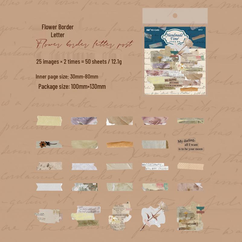 

Mò Mò Handmade Retro Journal Stickers: Cloth Texture, Hollow-Out Design for Creative Decoration