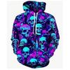 Autumn And Winter Men And Women's Skull Horror Element Pattern 3D Printed Hoodie Black Casual Pullover Suitable For Daily Wear