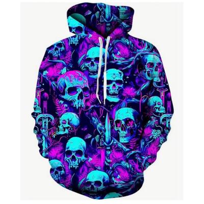 Autumn And Winter Men And Women's Skull Horror Element Pattern 3D Printed Hoodie Black Casual Pullover Suitable For Daily Wear