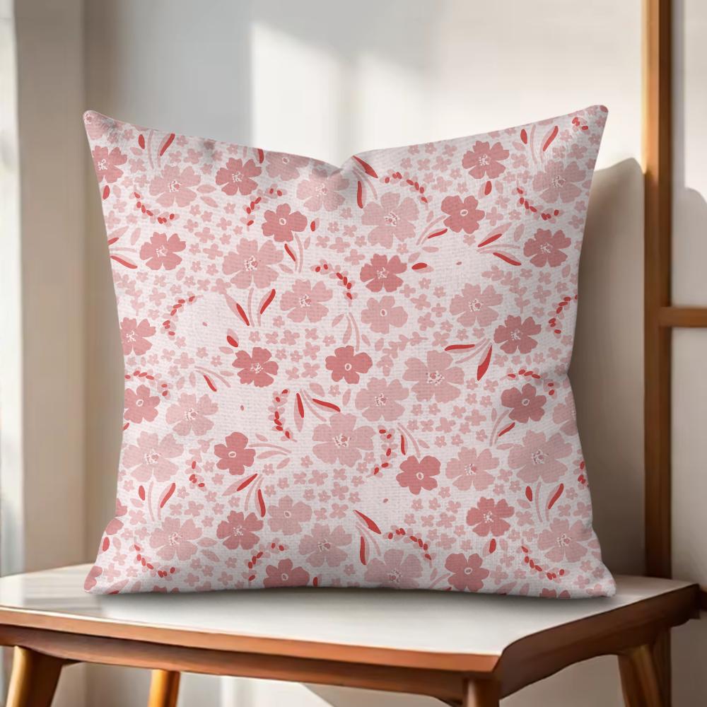 Sakura Blossom Pattern Cushion Cover Natural Linen Organic Fabric DoubleSided Printing Couch Pillow Covers Home Decor