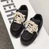 Baskets Chunky Homme en Jean Noir Lacets Corde Épaisse Chaussures Décontractées avec Accents en Jean Effiloché