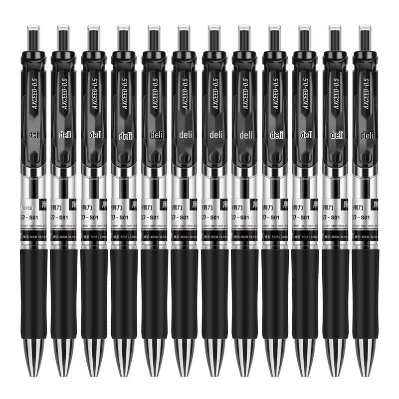 Deli S01 Retractable Gel Pen, 0.5mm Black