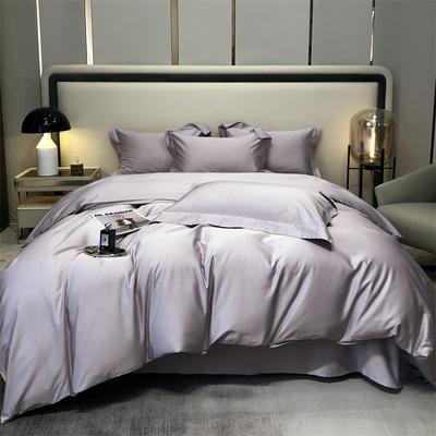 Conjunto de quatro peças de lençóis e roupa de cama de algodão puro de cor sólida, cetim liso, fibra longa, classe A, 100 unidades