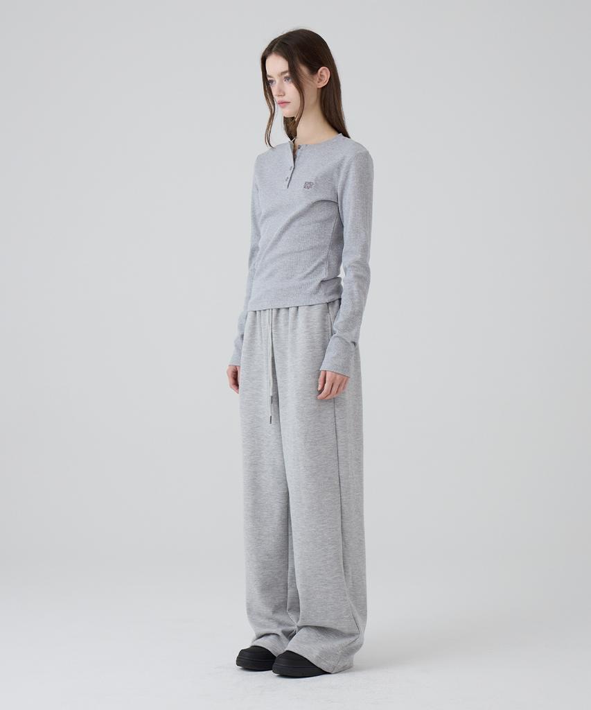 DANGLEDROP Dgdp Square Logo Wide Sweatpants_Melange Grey