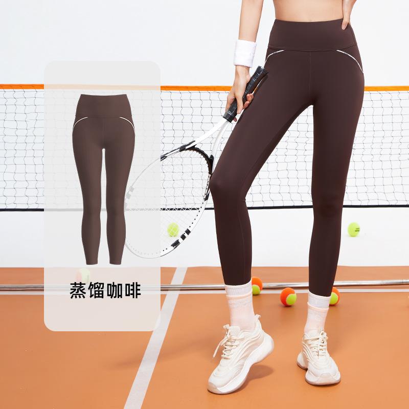Juyitang Word Busbar High Elastic Fitness Pants Women's Abdomen and Thin High Waist Hip Yoga Pants