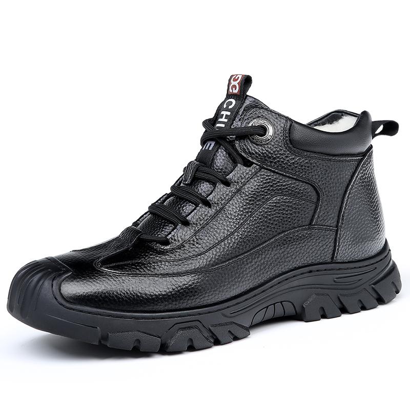 

Модные классические теплые зимние ботинки для мужчин, плюшевые зимние хлопковые туфли, мужские повседневные водонепроницаемые высокие мужские ботинки, черные рабочие ботинки на шнуровке 42 чёрный