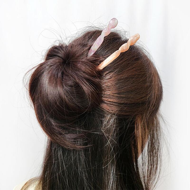 

Acrylic colored hairpin for updo Mint green