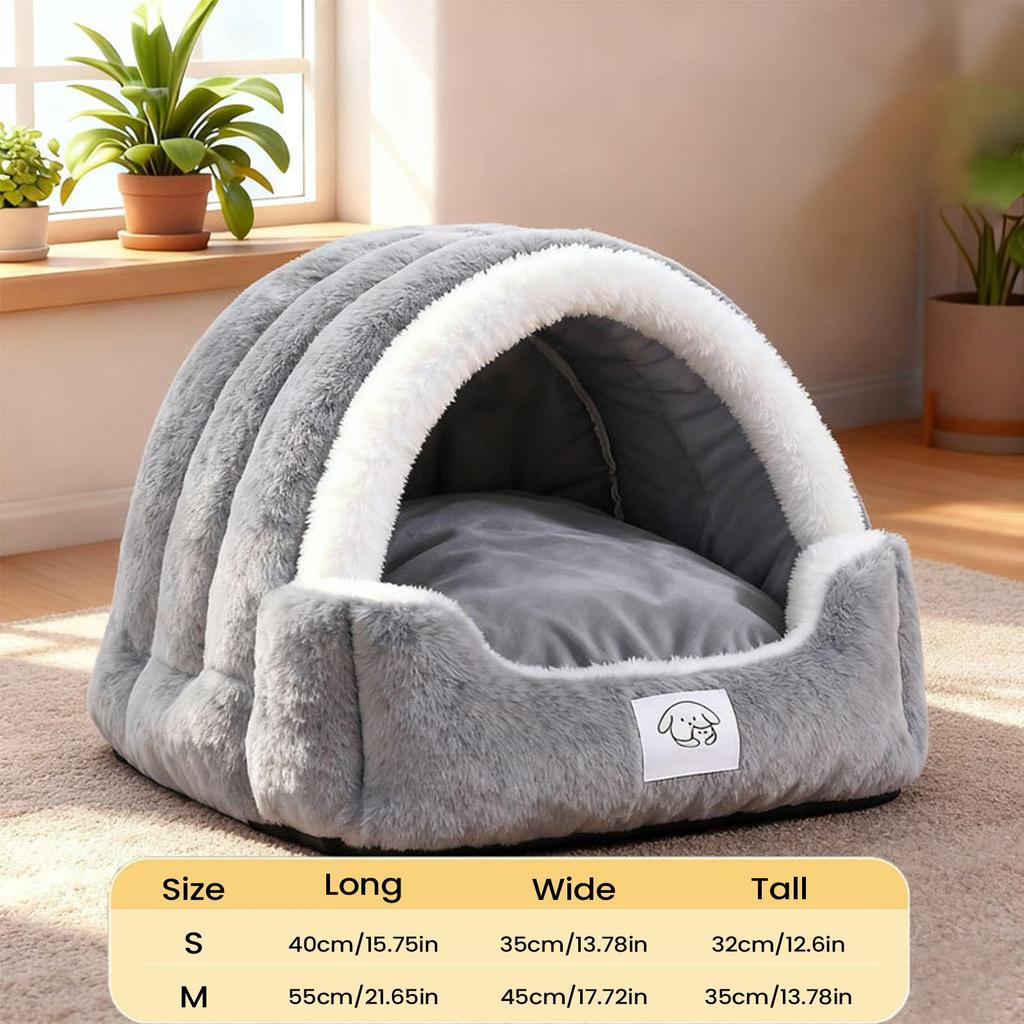 Winter Cat Warming And Sleeping Cave with Removable Pad Cold-Resistant Cat Calming Bed for Bedroom Patio Balcony