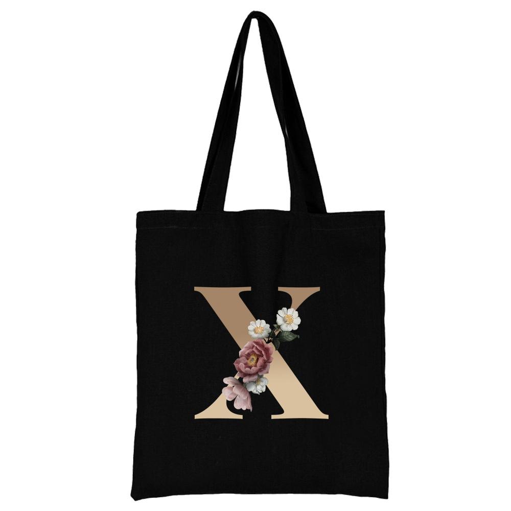 Ladies Shopping Bag All-match Letter Series Handbag Foldable Reusable Cloth Shopper Harajuku Style Bag Student Canvas Tote Bag