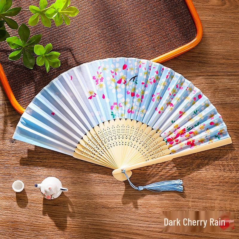 Chinese-Inspired Folding Fan: Ancient Style for Women, Children, and Students - Perfect for Hanfu, Cheongsam Dances, and Portable Summer Use.