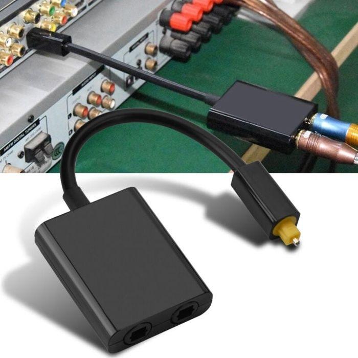 Adaptateur optique (splitter) - AIMOONSA - 1 entrée 2 sorties - Toslink - Connecteurs plaqués or 24K - Passif