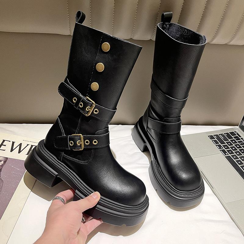 Women's Retro British Style Martin boots--Comfortable Soft Elastic Trend Non-slip Wear Chic Versatile Outstanding Thick Bottom Heightening Shoes