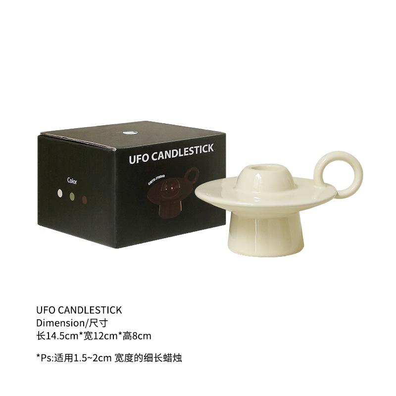 

European Flying Saucer Shape Tall Candlestick, Romantic Aromatherapy Decoration, Retro Table Ornament Props, Candlestick Base білий