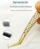 High Precision Diamond Pattern Eyelash Tweezers with Stainless Steel Fiber Tip