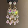 Colored Crystal Dangle Earrings Long Style Tassel Earrings Luxury Fringed Earrings  Women's Jewelry