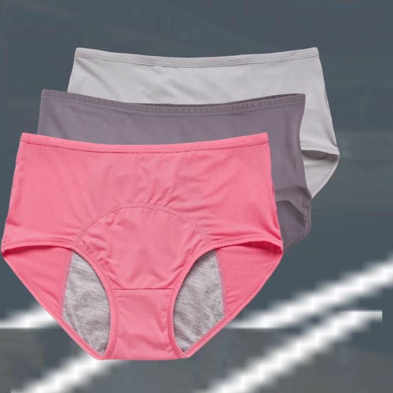 3pcs Women's Physiological Panties L-8XL Leak Proof Menstrual Comfortable Waterproof Plus Size Mid Waist Period Underwear
