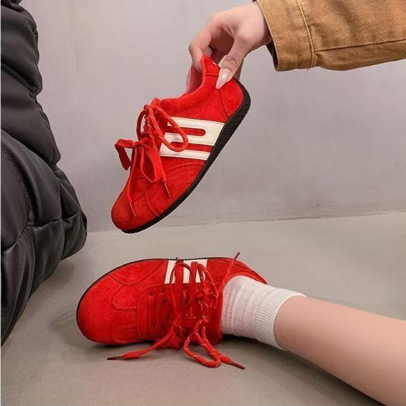 Autumn new breathable casual sports shoes versatile fashion retro style niche color matching double lace-up
