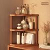 Wooden Storage Shelf for Kitchen Rattan Desktop Organizer Display Rack Spice Rack for Countertop Makeup Organizer