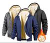Winter Men's Jackets Thickened Fleece Lining Warm Jackets Sweatshirt Coat Men Cardigan Zip Up Hooded Jackets Windproof Coat