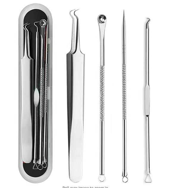 Stainless Steel Acne Needle Set: Blackhead Remover Tweezers & Squeezing Tools for Beauty Salon