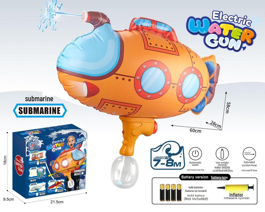 Inflatable Submarine Water Gun for Kids - Electric Continuous Spray Toy