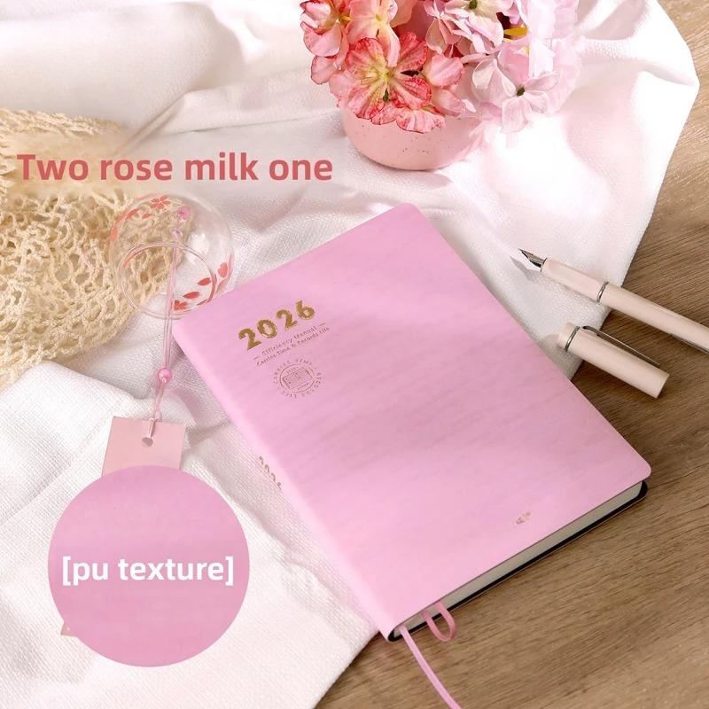 2026 Schedule Notebook Soft Leather Cover A5 Efficiency Manual Self-discipline Two Days Per Page Daily Planner Agenda