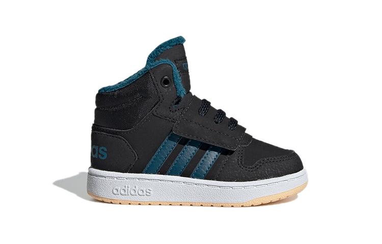 Adidas Neo Hoops 2.0 Abrasion Resistant Mid top Toddler Shoes Black Blue Infant And Toddler EE6710