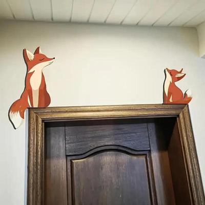 2 Cute Fox Wooden Wall Art Decorations, Cute Fox Door Decorations, Wall And Corner Decorations, Switch Panel Covers, Home Decor