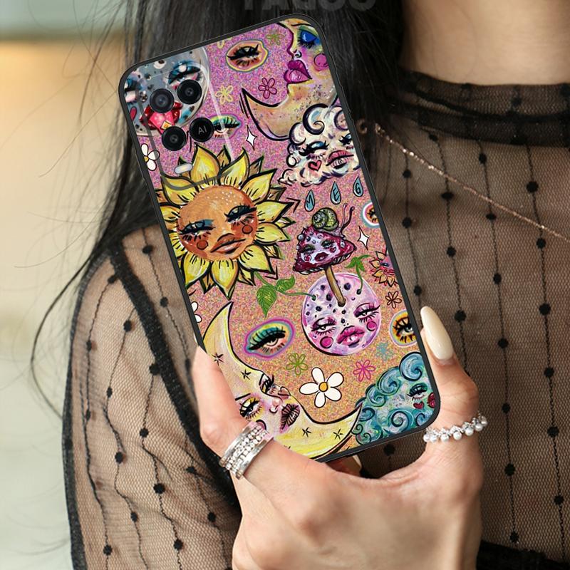 Indie Hippie Art Case For Oppo A78 A98 A18 A38 A58 A60 A80 A40 A96 A76 A16 A94 A74 A54 A15 A17 A57 A77 A5 Pro