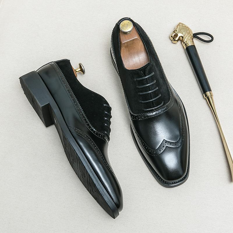 Fashion Retro Men Formal Leather Shoes Lace-up Business Office Fashion Leather Shoes Wedding Banquet Shoes Black Brown 38-46 Men Shoes