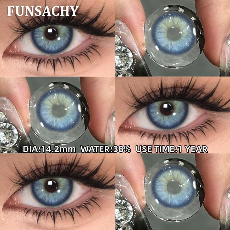 FUNSACHY 1pair New Natural Contact Lenses Black Contacts Gray Lenses Color Brown Contact Lens Yearly Beautiful Pupils for Women