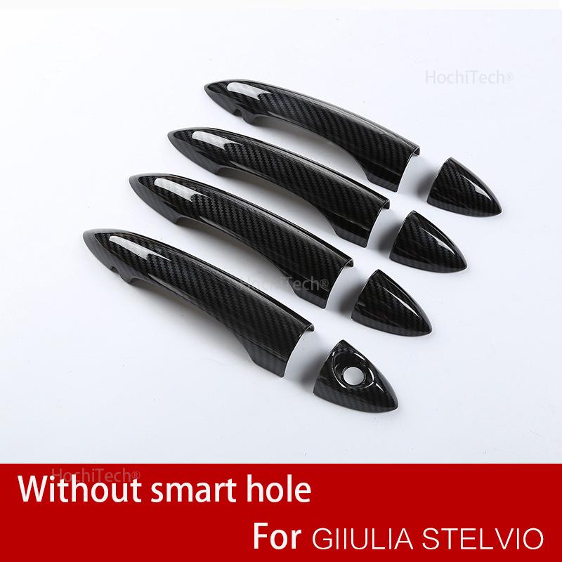 For Alfa Romeo Giulia 952 Stelvio 949 2015 2016 2017 2018   Car Door Handle Cover Trim Smart Key Hole REAL Carbon