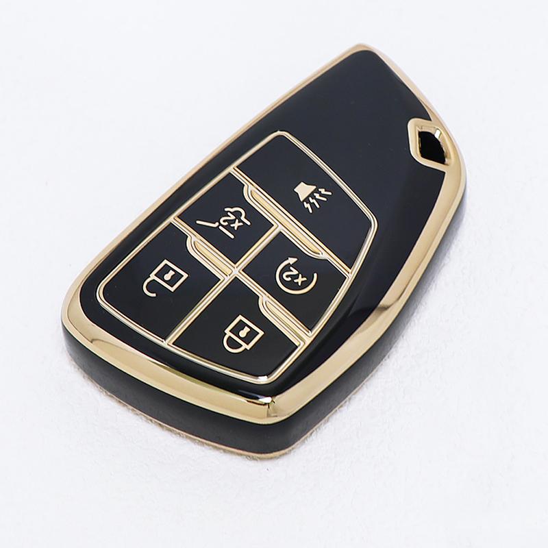 5 Buttons For GMC Yukon Gold Edge TPU Shell for Buick ENVISION S Plus Avenir for Chevrolet Tahoe Suburban Car Key Case Fob Cover