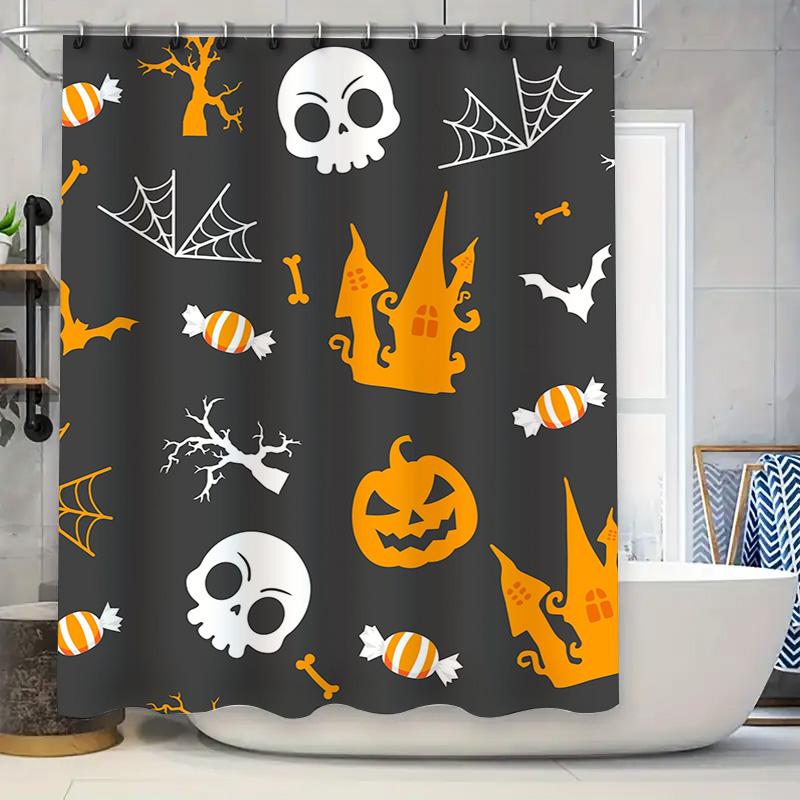 Tuniu Halloween Bat Skull Candy Ghost Shower Curtain For Bathroom Decor Spooky Scary Cute