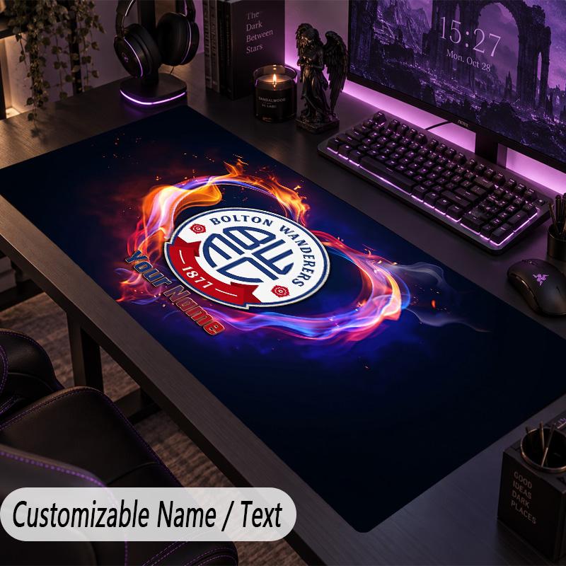 Large Mouse PadBolton Wanderers FC Custom Name Text Personalized Desk Mat Non Slip Gaming Pad
