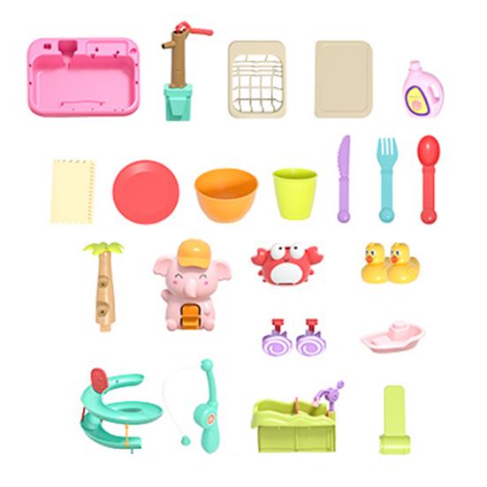 Jouets Lave-vaisselle pour Enfants et Tout-petits Jouet Évier de Cuisine avec Piste Toboggan à Eau Jeu de Pêche Magnétique Lave-vaisselle pour Jeu d'Imitation