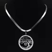 Tree Of Life Pendant Necklace Women Gold Crystal Stainless Steel Jewelry Elegant Gift For Her