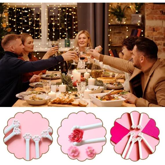 2 Pairs Cat Paw Chopsticks - Adorable Pink Paw Print Design, Lightweight Non-Slip Grip, Reble Eating Utensils - Perfect Gift for Cat Lovers and