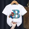 Summer Polyester Children T-shirts Letter Kawaii Cartoon Figure Printed T Shirt Kids Short Sleeve Baby Tee Tops Girl Boys Clothes