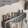 Modern No-Drill Wall-Mounted Kitchen Knife and Utensil Storage Rack