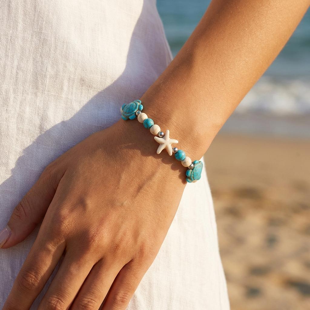 Bohemian Starfish Shell Beads Bracelet For Women Sea Star Turtle Conch Woven Rope Bracelet Summer Beach Party Holiday Jewelry