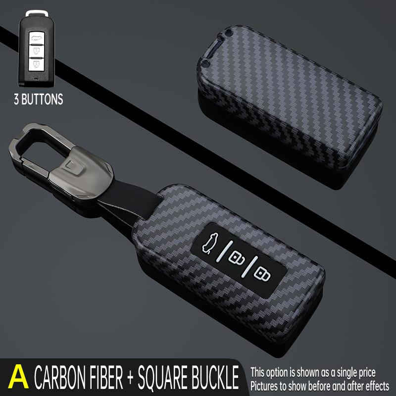 Abs Carbon Fiber Car Key Case Cover For Mitsubishi Xpander Outlander Asx Pajero Eclipse Cross Montero Protector Accessories