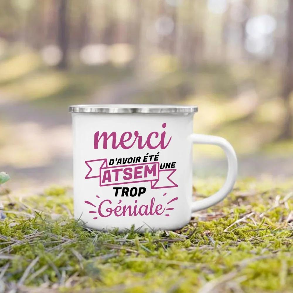 Merci Atsem Agenda Print Mugs Creative Coffee Cups Drinks Water Milk Cup Enamel Mug School Home Handle Drinkware Gifts